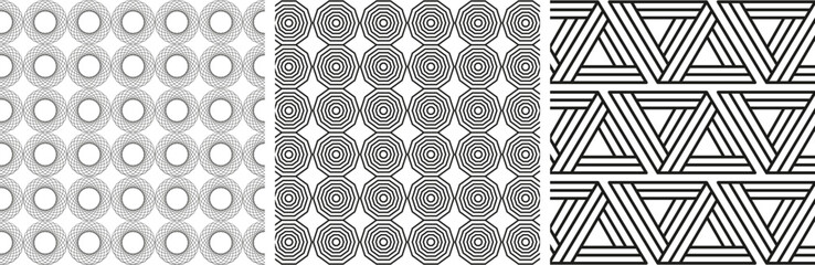 Set Geometric Shapes Pattern Pack Minimalist Abstract Design spiral outline, rose outline, unique triangle