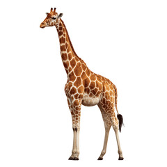 Naklejka premium Giraffe standing tall with African wildlife pattern on transparent background