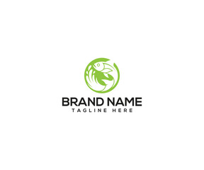 Eco-friendly Fish Logo: A stylized, abstract logo featuring a fish gracefully encircled by a verdant design. A minimalist emblem symbolizes harmony and balance with environmental focus.