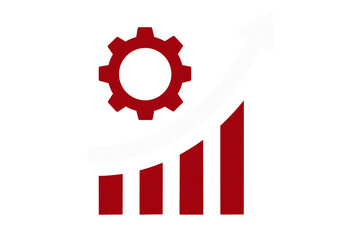 Productivity, Efficiency, Performance Icon in deep red and white color on a transparent background.