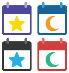 Calendar icon set isolated on white background.