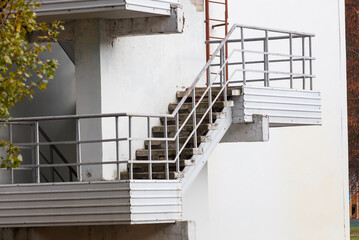 A white building with a staircase