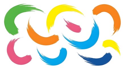 Obraz premium Colorful Swirls Vibrant Brushstroke Elements for Creative Design Projects and Abstract Artworks