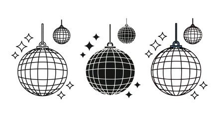 Fun disco balls with stars perfect for party invitations or retro themes