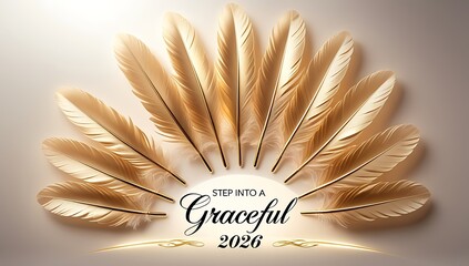 new year message in feather background