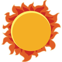 Stylized Sun With Fiery Orange Red Rays On Transparent Background A Bright Celestial Body Symbolizing Energy Warmth And Summer Season