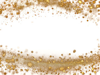 Golden Glitter Bokeh Frame on Transparent Backdrop for Elegant Design Elements Festive Gold Particle Overlay for Celebration Graphics and Sparkling Decoration with Dazzling Bokeh Effect