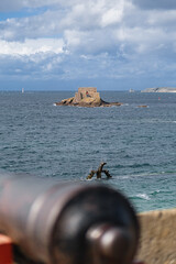 View of the waters and coastline of the northern coast of France - the sea in Brittany and Normandy