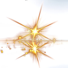 Shimmering Golden Light Burst with Star Effect Radiating on Transparent Background for Abstract Festive Decoration Design Elements with Glitter and Glow Perfect for Glamour Graphics