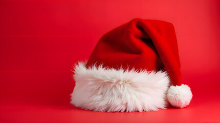 Festive Red & White Santa Claus Hat on Vibrant Background