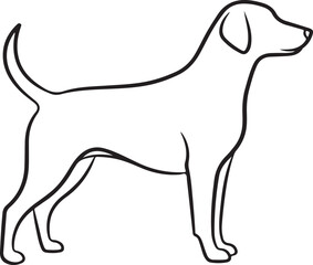 Obraz premium A simple outline of a dog standing in side profile view. The image is isolated on a white background. It is a clean and minimalist design, suitable for various purposes.