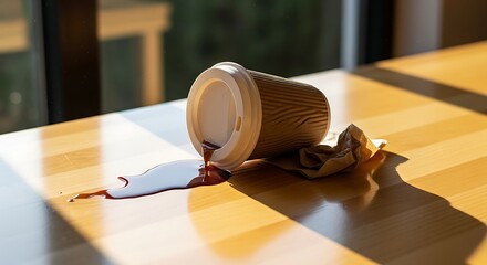 Unexpected Mess: Illustrating Everyday Accidents and Coffee Spills for relatable Lifestyle content and cautionary tales