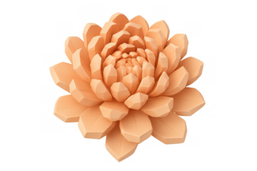 Low poly dahlia flower in pastel orange creating abstract nature art with minimalist geometric design on transparent background