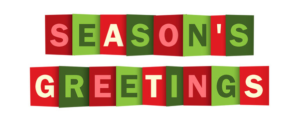 SEASON'S GREETINGS red and green vector typography banner