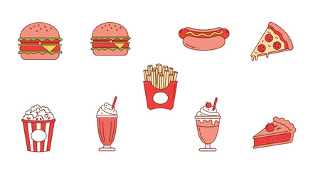 Collection of Delicious Fast Food Items and Drinks.