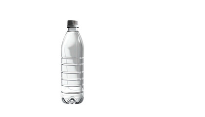A semi-transparent water bottle with a black cap in simple style