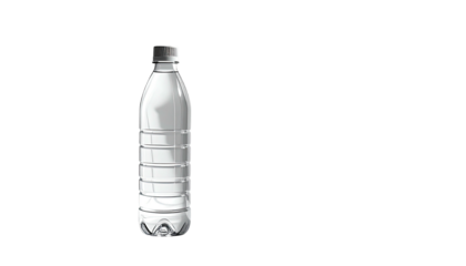 A semi-transparent water bottle with a black cap in simple style