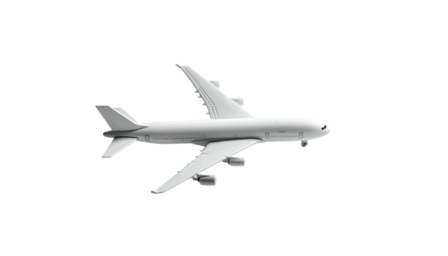 Generic, white airplane side view isolated on black background