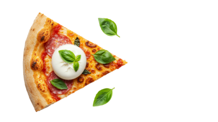 Gourmet Salami Pizza Slice with Burrata and Basil