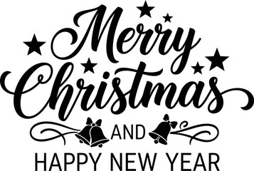 Merry christmas and happy new year festive calligraphy design