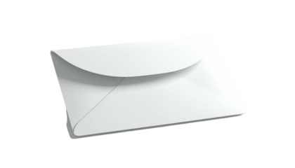 Simple white envelope with folded flap, angled on black