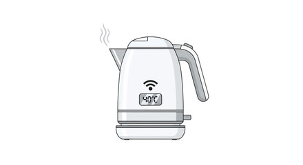 A white electric kettle with a digital display showing 40C suggesting its a smart temperaturecontrolled device