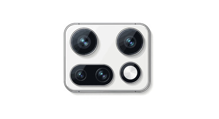 Fototapeta premium A white rectangular smartphone camera module with four lenses and a flash