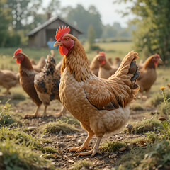 Free range chickens on a poultry farm