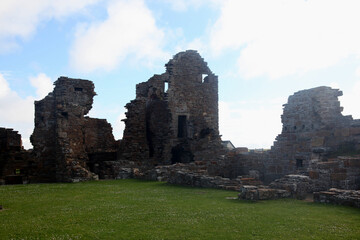 Ruins of the Earls Palace landmark in Kirkwall, Orkney, a moody historic 16th-century Renaissance...