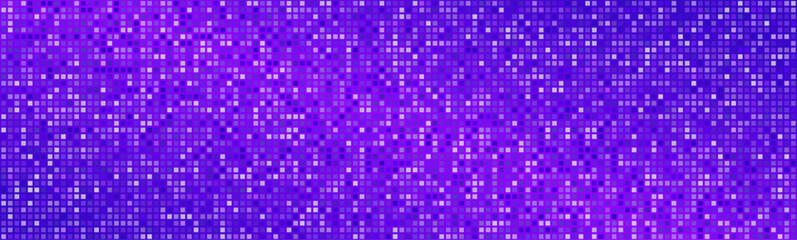 Purple Neon disco ball background pattern. Abstract shining halftone mosaic texture. Night club party glitter pattern. Vector	