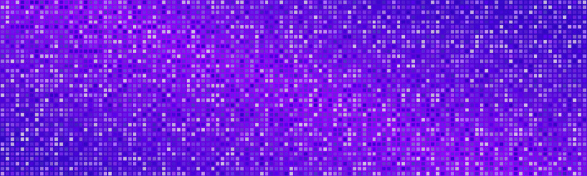 Purple Neon disco ball background pattern. Abstract shining halftone mosaic texture. Night club party glitter pattern. Vector	