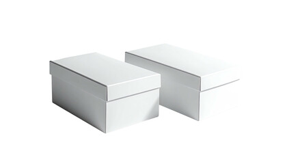 Fototapeta premium Two closed white rectangular boxes angled slightly