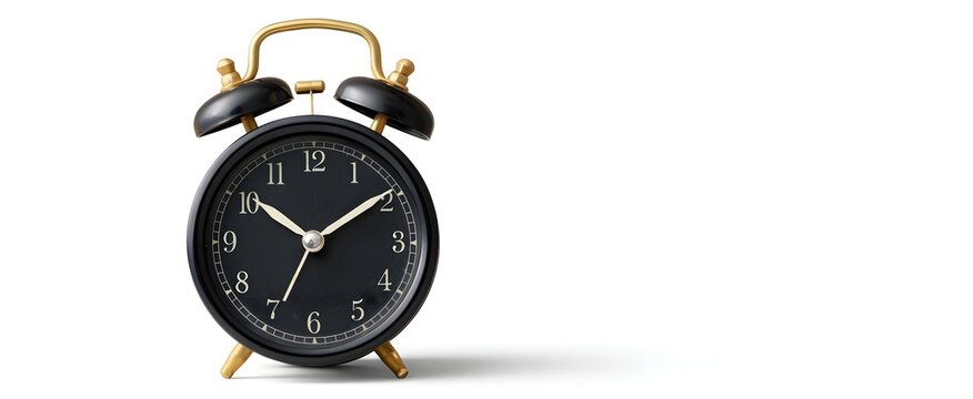 The vintage alarm clock stands like a timeless guardian on a white canvas.