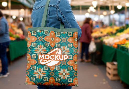 Tote Bag Mockup Slung On Woman S Shoulder