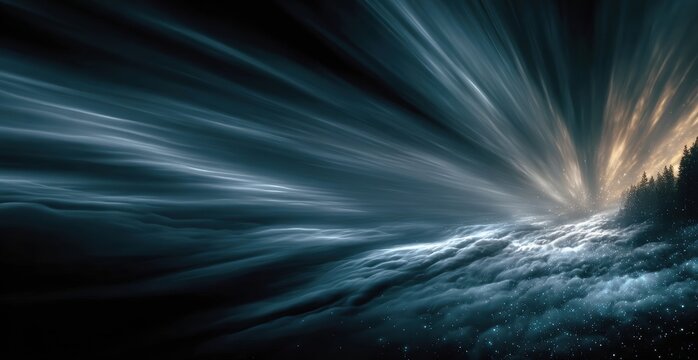 Elegant dark blue gradient background with light rays for luxury branding and corporate presentations, minimalist night sky theme for website design, technology applications

