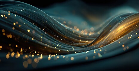 Elegant dark blue abstract background with glowing light lines for corporate branding, technology presentations, luxury packaging, and website design

