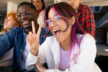 Diverse group of friends enjoying outdoor gathering