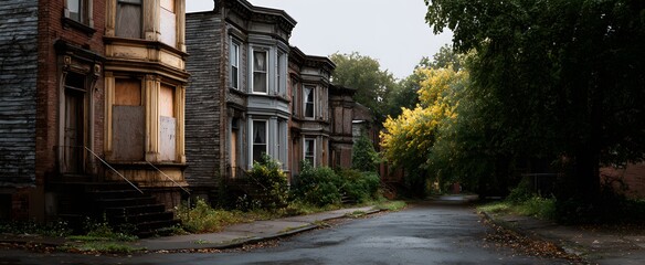 Obraz premium The leading causes empty homes to sprout like mushrooms in urban neighborhoods.