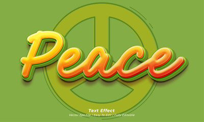 Word peace editable text effect comic cartoon style
