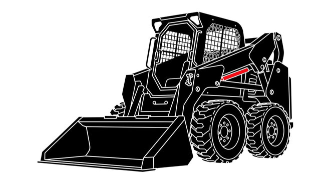 Powerful skid steer loader ready for construction work on job site