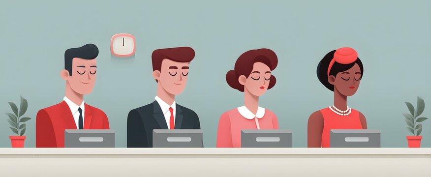 the application process with bank staff handling tasks together at the office