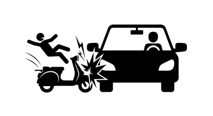 Car colliding with moped causing accident, safety awareness campaign