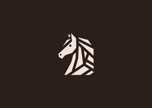 A refined geometric horse logo built using faceted line structures and balanced polygonal forms, symbolizing grace, power, and forward motion, created as a modern minimalist vector design concept