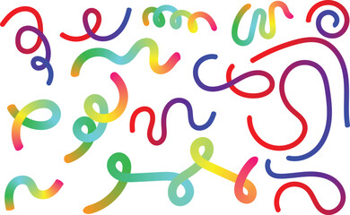 Colorful gradient abstract wavy curly lines seamless pattern vector background