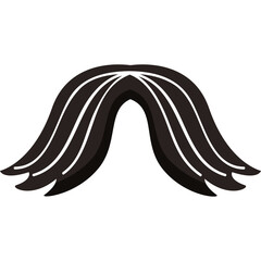 Stylized Black Mustache Icon With Smooth Curved Lines and Subtle Shadows Isolated on White Background for Graphic Design