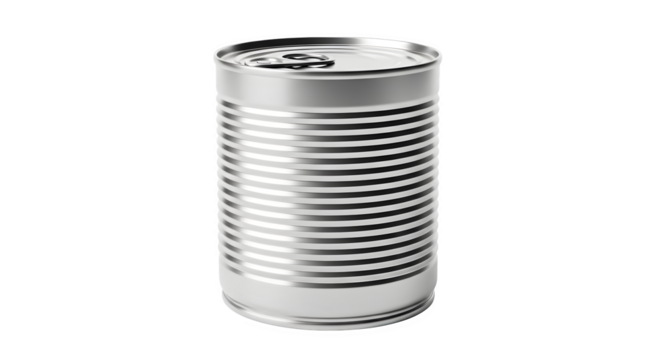 A single tall silver metal food can with a pull tab lid isolated on a black background