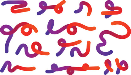 Abstract gradient colored flexible curvy shapes and lines collection