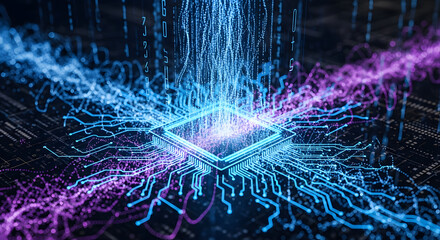 Abstract CPU Processor Data Flow and Technological Innovation