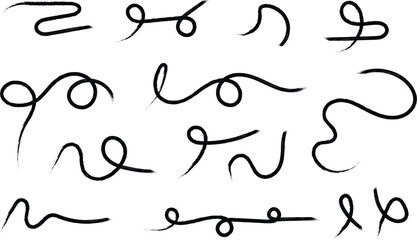 Artistic irregular black marker lines, curved, squiggly, doodle style.