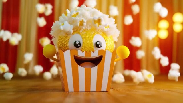 3d cute popcorn box character fluffy popcorn Videos